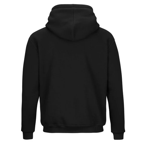 Beyaz Arka Plan Üzerinde Izole Kapüşonlu Siyah Sweatshirt Arkası — Stok fotoğraf