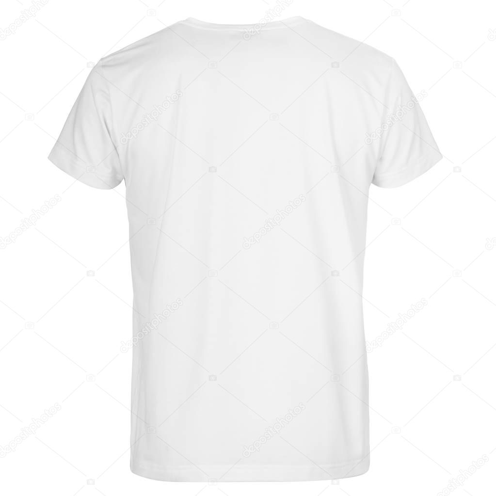 Back of men cut t-shirt isolated on white background