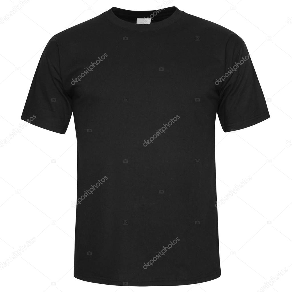 Front of black men cut t-shirt isolated on white background