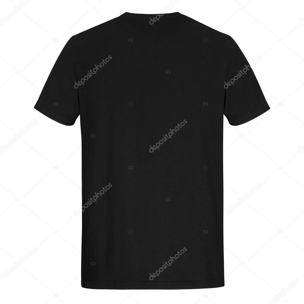 Back of black men cut t-shirt isolated on white background