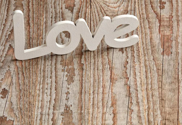 Signo Amor Blanco Sobre Fondo Madera — Foto de Stock