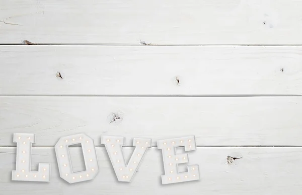 White Wooden Background Big Love Sign — Stock Photo, Image