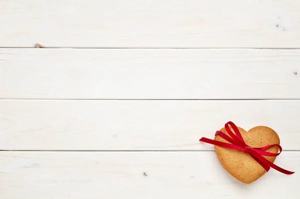 Biscoitos Gengibre Fundo Madeira Branco — Fotografia de Stock