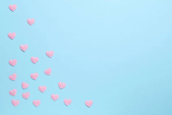 Pink Hearts Blue Background — Stock Photo, Image