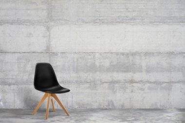 Tasarımcı, gri modern koltuk, beton duvarlı çatı tarzı iç