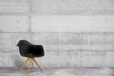 Tasarımcı, gri modern koltuk, beton duvarlı çatı tarzı iç