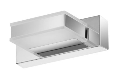 Parlak gümüş çelik, Led lamba sconce beyaz arka plan üzerinde izole