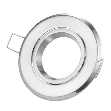 Parlak metal daire Led lamba gölge, boş, ampul beyaz arka plan üzerinde izole olmadan