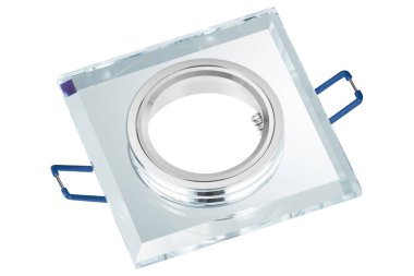 Parlak kare Led lamba gölge, boş, ampul beyaz arka plan üzerinde izole olmadan