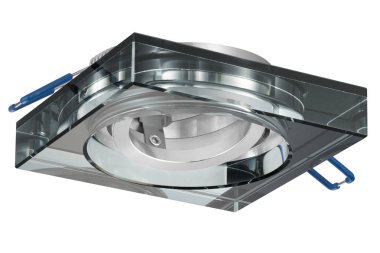 Parlak kare Led lamba gölge, boş, ampul beyaz arka plan üzerinde izole olmadan