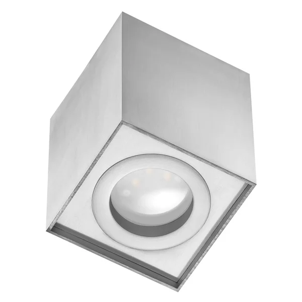 Silberner Led Lichtwürfelreflektor Isoliert Auf Weißem Hintergrund — Stockfoto