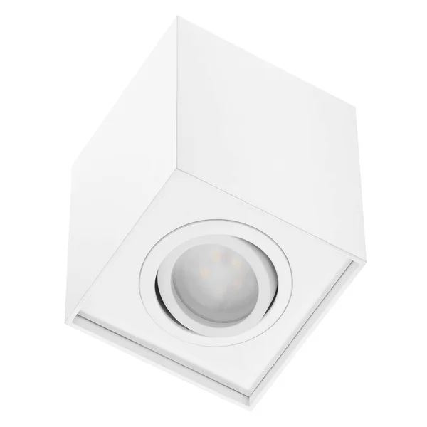 Refletor Cubo Luz Led Branco Isolado Fundo Branco — Fotografia de Stock