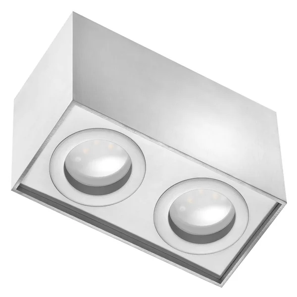 Silber Led Licht Double Cube Reflektor Isoliert Auf Weißem Hintergrund — Stockfoto