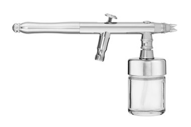 Beyaz arka plan üzerinde izole boş gümüş airbrush