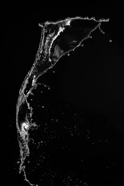 Helder Transparant Water Splash Zwarte Achtergrond — Stockfoto