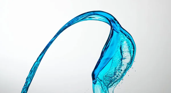 Helder Transparant Blauw Watergordijn Splash Witte Achtergrond — Stockfoto