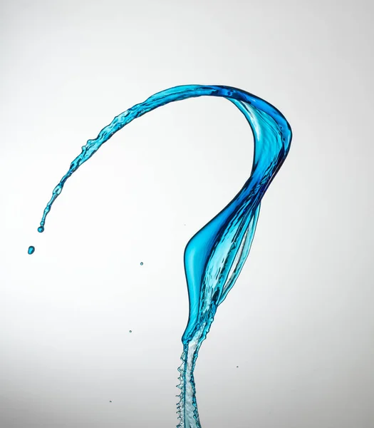 Helder Transparant Blauw Watergordijn Splash Witte Achtergrond — Stockfoto