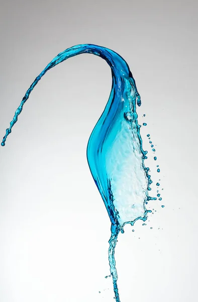 Salpicos Cortina Água Azul Transparente Transparente Fundo Branco — Fotografia de Stock