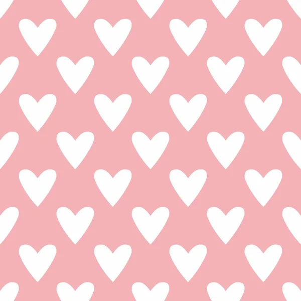 Tile Cute Vector Pattern White Hearts Pastel Pink Background — Stock Vector