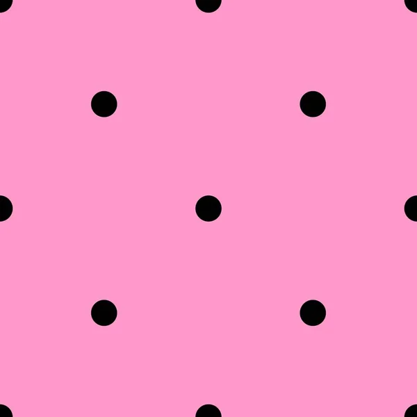 粉红背景上有黑色圆点的方块矢量图案 — 图库矢量图片