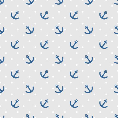 Denizci vektör desen çapa ve lekeli pastel gri arka plan üzerinde döşeme