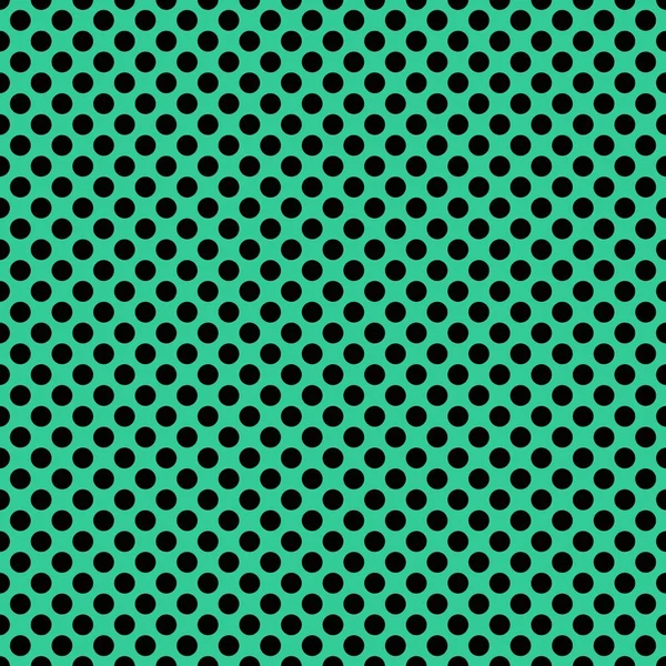 Tile Vector Pattern Black Polka Dots Green Background — Stock Vector
