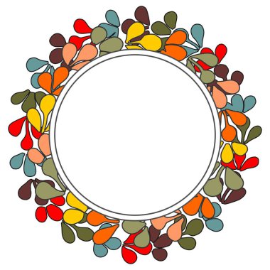 Beyaz arkaplanda sonbahar defne çelengi vektör çerçevesi izole