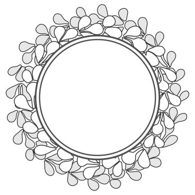 Siyah ve beyaz defne çelengi vektör çerçeve beyaz arka plan üzerinde izole