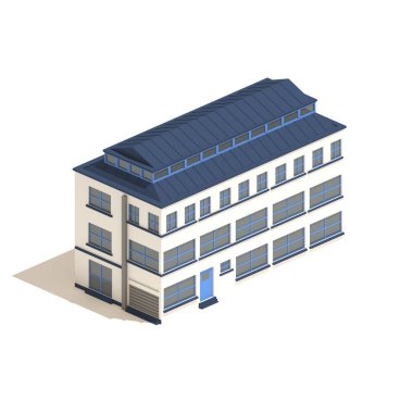 Beyaz arka plan üzerinde izole izometrik atölye 3d modeli