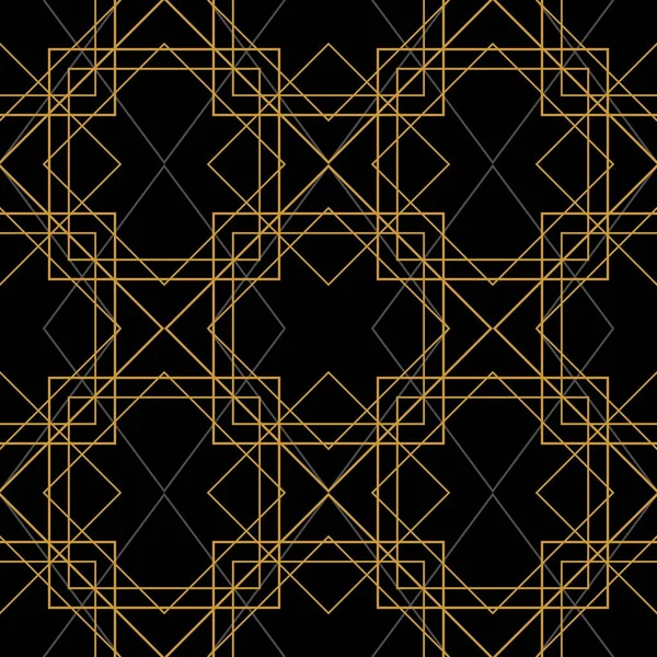 Obkladový Vzor Vektor Zlatý Ornament Černém Pozadí — Stockový vektor