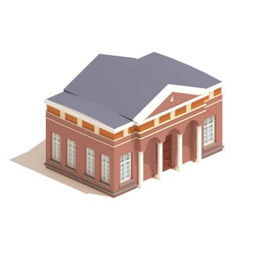 Düz 3d izometrik belediye veya illüstrasyon izole beyaz zemin üzerine bina Üniversitesi model.