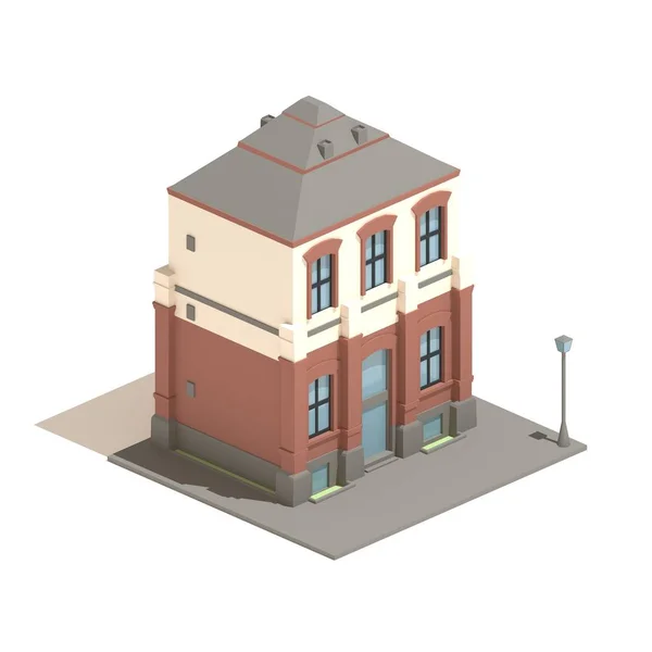 Platt Modell Isometrisk Lägenhet Engelska Hus Isolerat Vit Bakgrund — Stockfoto