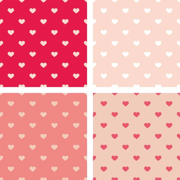 Azulejos Patrón Vectorial Conjunto Con Corazones Blanco Pastel Fondos Color — Vector de stock