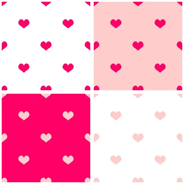 ホワイトとパステル ピンクの背景に心でタイル パターン ベクトルを設定 — ストックベクタ