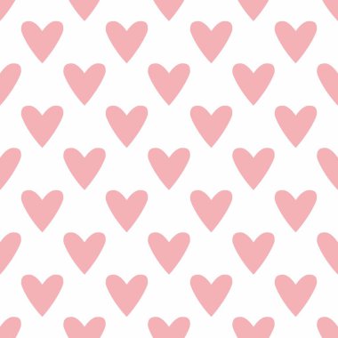 Beyaz arka plan üzerinde pembe kalpler döşeme vektör deseni