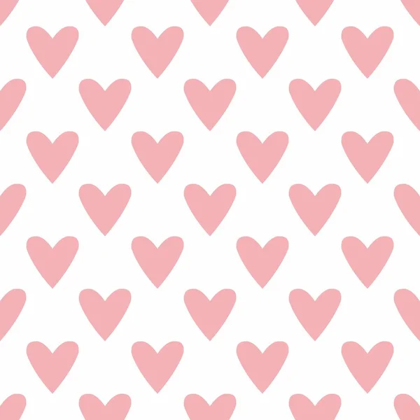 Pink vector background with hearts and polka dots. Cute seamless