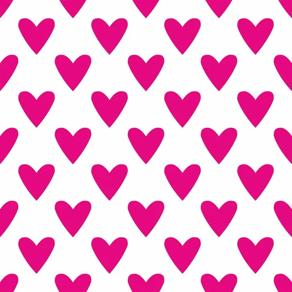 Tile Vector Pattern Pink Hearts White Background — Stock Vector