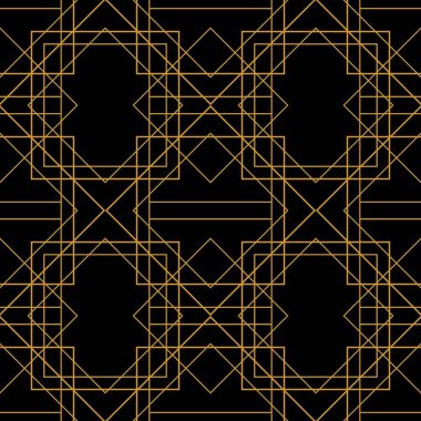 Siyah zemin üzerine altın süs döşeme vektör deseni