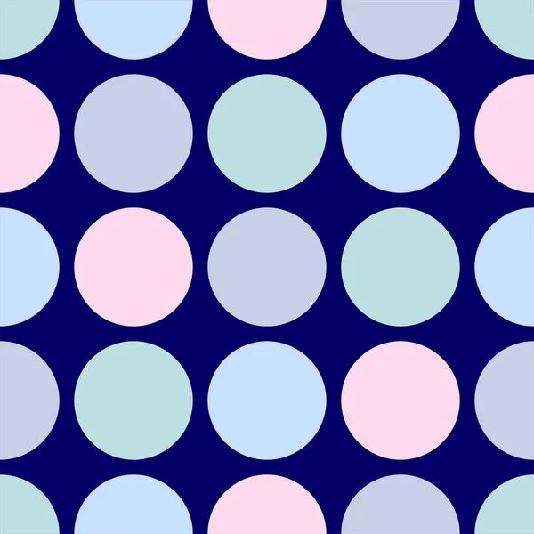 Patrón Vectores Azulejos Con Puntos Pastel Sobre Fondo Azul Oscuro — Vector de stock