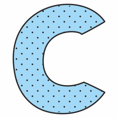 C vektör alfabe mavi mektup ile lekeli beyaz arka plan üzerinde izole