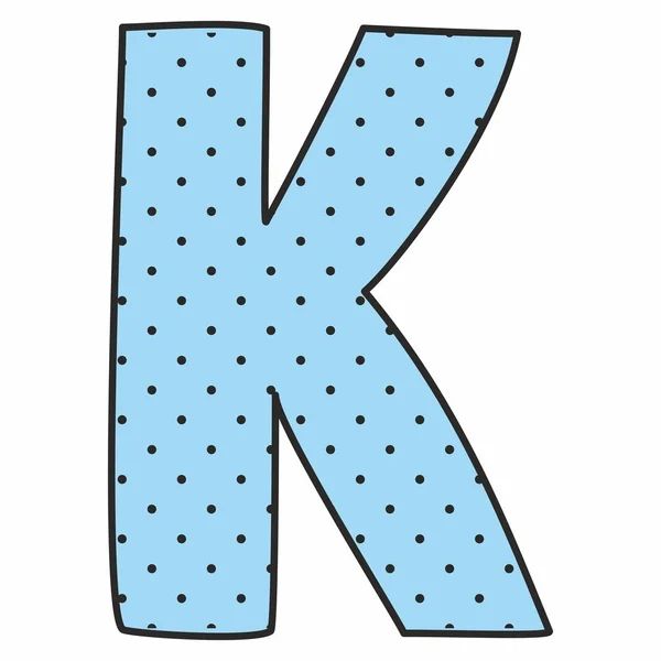 Vector Alfabet Blauwe Brief Met Polka Dots Geïsoleerd Witte Achtergrond — Stockvector