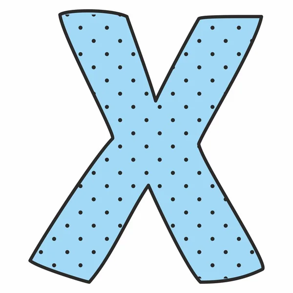 Vector Alphabet Blue Letter Polka Dots Isolated White Background — Stock Vector