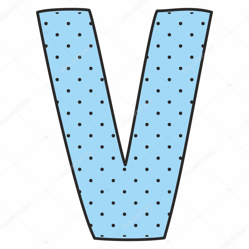 V Vector Alphabet Blue Letter With Polka Dots Isolated On White Background Premium Vector In Adobe Illustrator Ai Ai Format Encapsulated Postscript Eps Eps Format
