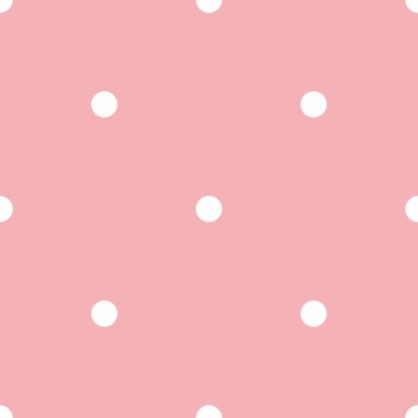 Sorunsuz vektör desen beyaz bir arka planda kesintisiz dekorasyon duvar kağıdı için pastel pembe polka noktalı