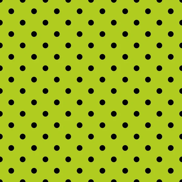 平铺矢量图案与小黑色圆点在绿色背景的无缝装饰壁纸 — 图库矢量图片