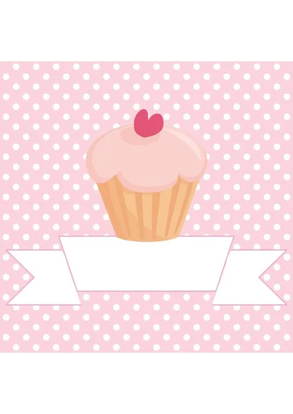 矢量餐厅的菜单 婚礼卡 列表或婴儿送礼会请柬与甜美复古蛋糕上粉红和白色的复古圆点纹理背景 您自己的文本消息的白色空间 — 图库矢量图片