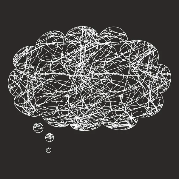 混乱的头脑或不良的想法概念向量例证以混乱在泡沫讲话在黑色背景 — 图库矢量图片