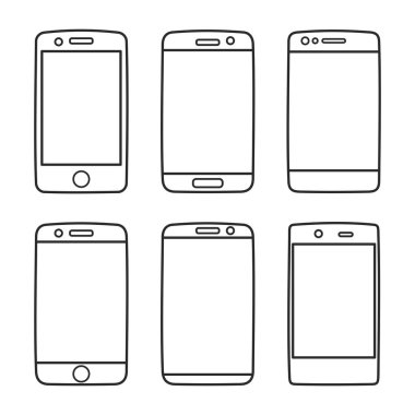 Beyaz izole tablet veya smartphone vektör Icon set