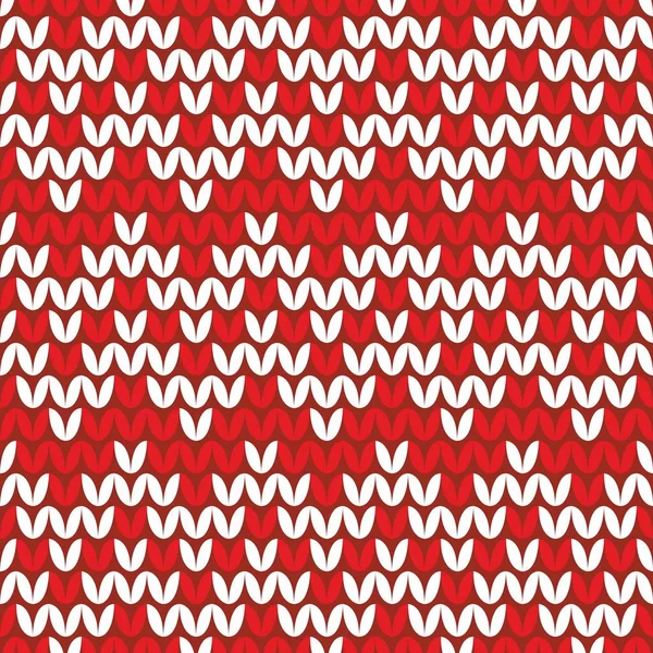 Tile Red White Knitting Vector Pattern Winter Zig Zag Background — Stock Vector