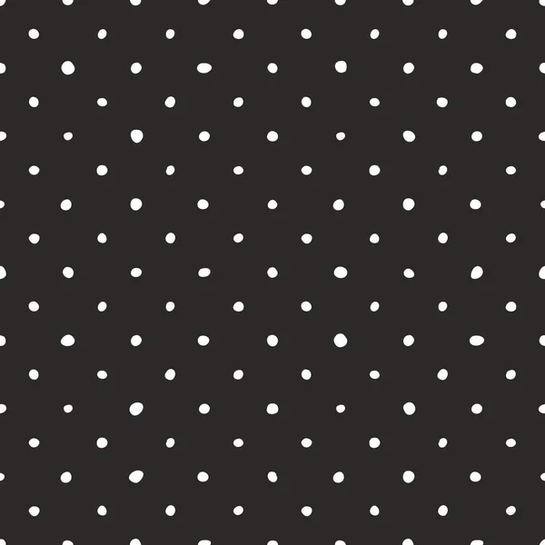 无缝的黑暗的矢量图案与瓷砖白色波尔卡点在黑色背景 — 图库矢量图片